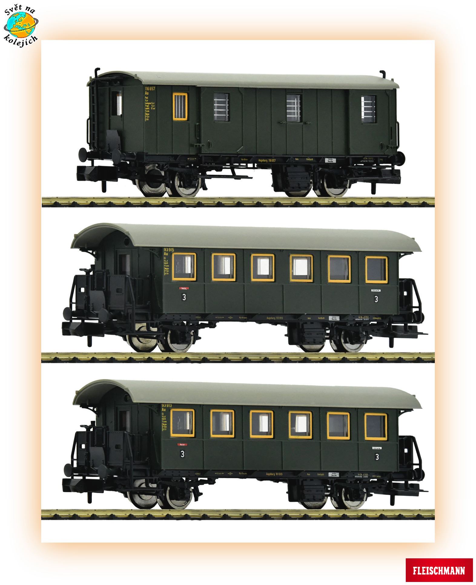 FLEISCHMANN 6260023 N - SET TŘÍ HISTORICKÝCH VOZŮ, DB