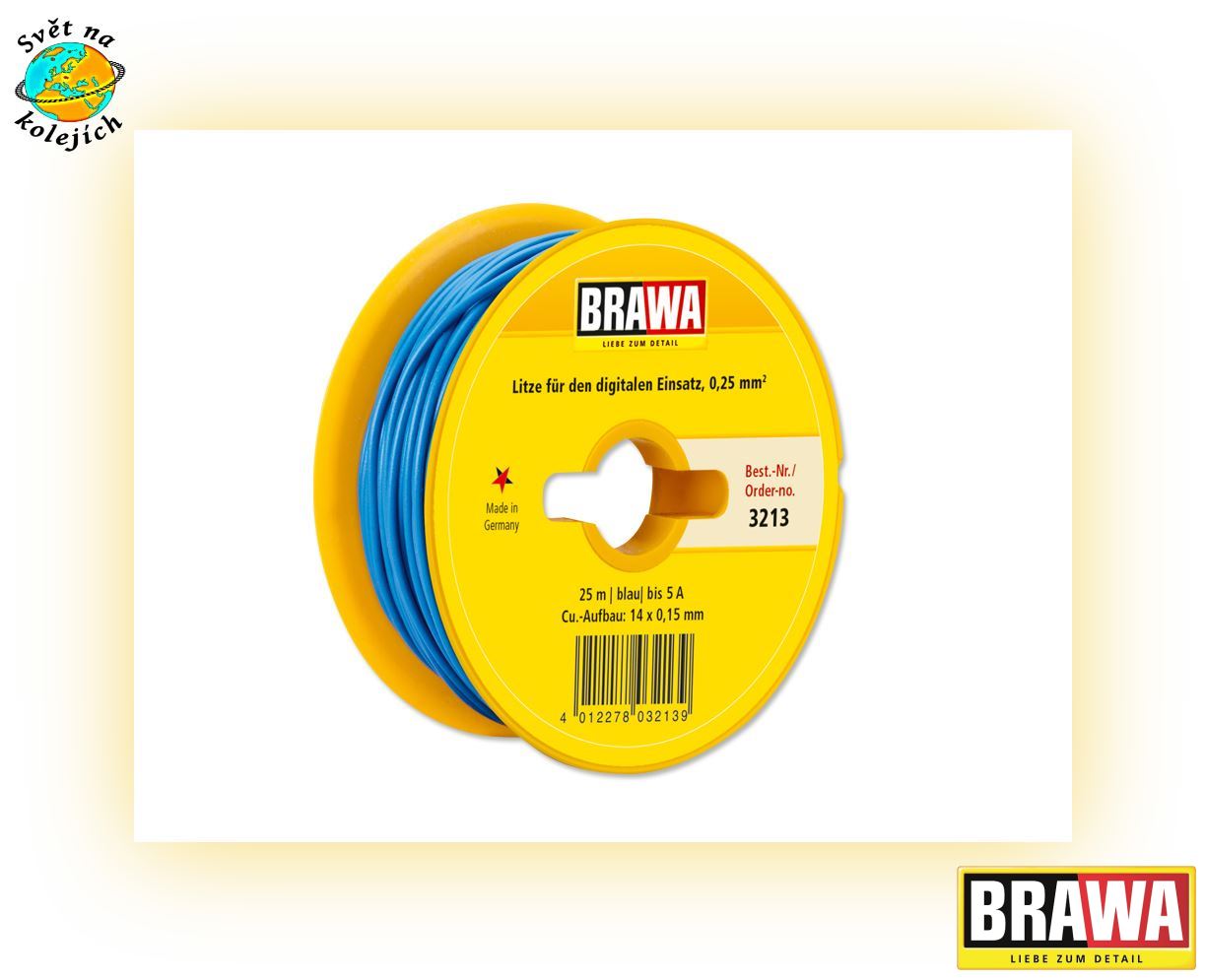 BRAWA 3213 - KABEL PRO DIGITÁL MODRÝ 0,25 mm², 25 m