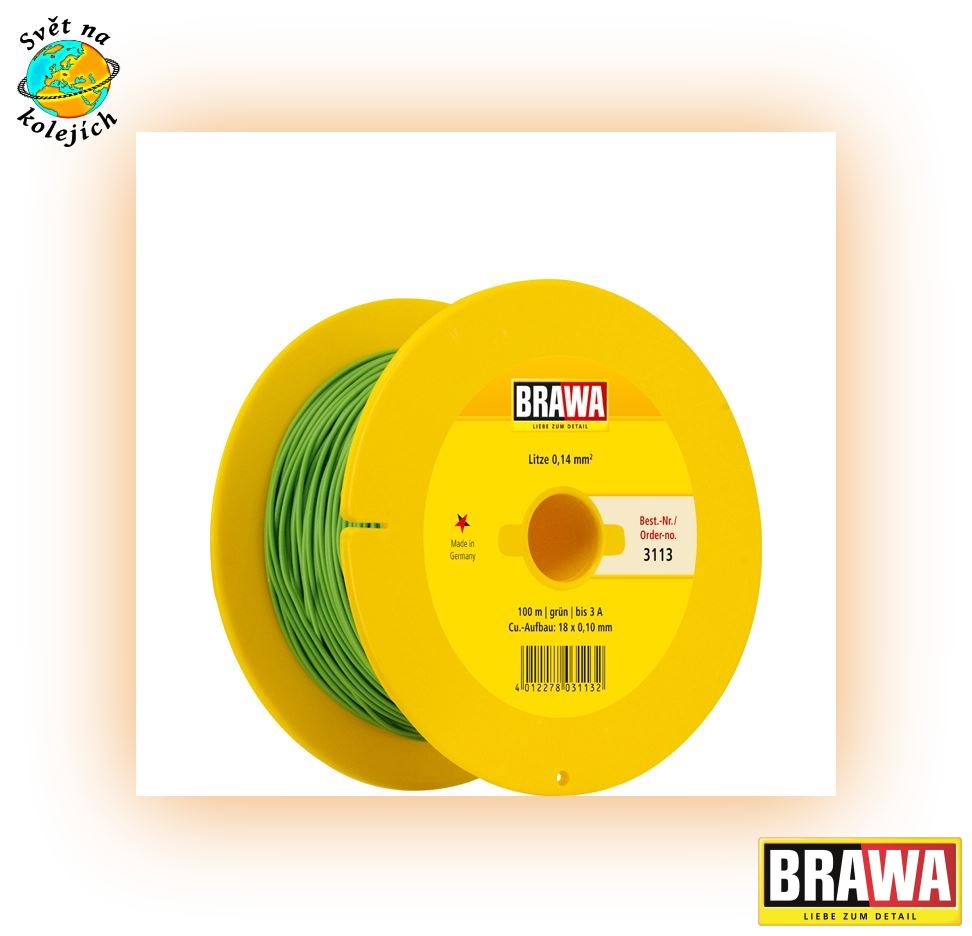 BRAWA 3113 - KABEL ZELENÝ 0,14 mm², 100 m