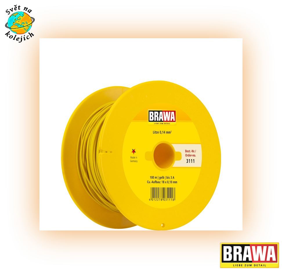 BRAWA 3111 - KABEL ŽLUTÝ 0,14 mm², 100 m