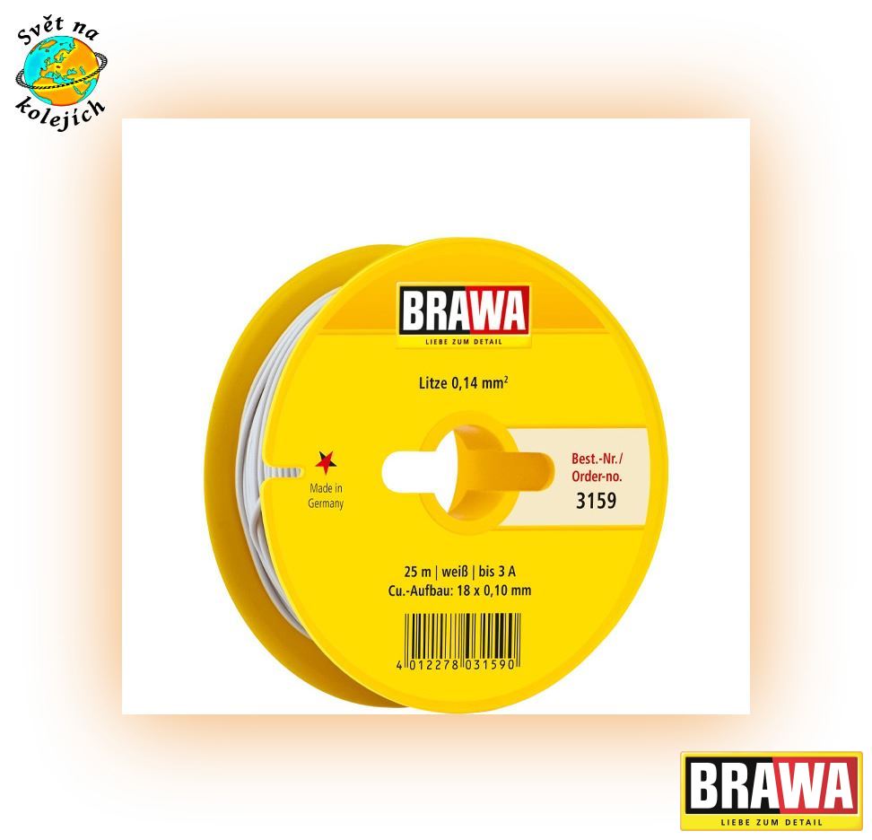 BRAWA 3159 - KABEL BÍLÝ 0,14 mm², 25 m