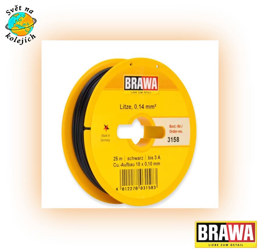 BRAWA 3158 - KABEL ČERNÝ 0,14 mm², 25 m