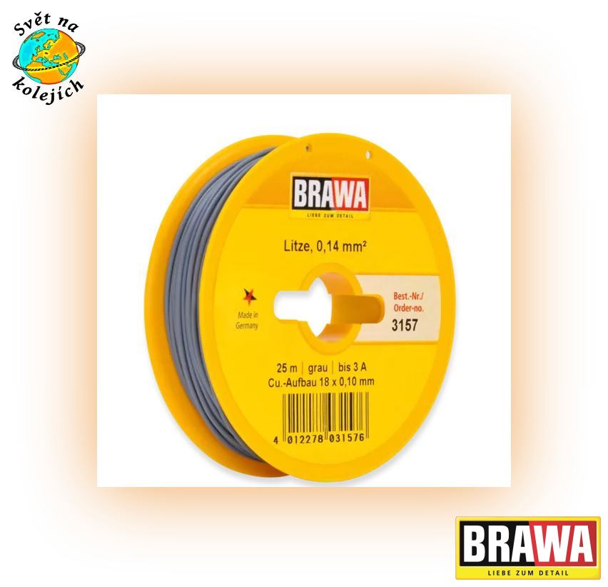 BRAWA 3157 - KABEL ŠEDÝ 0,14 mm², 25 m