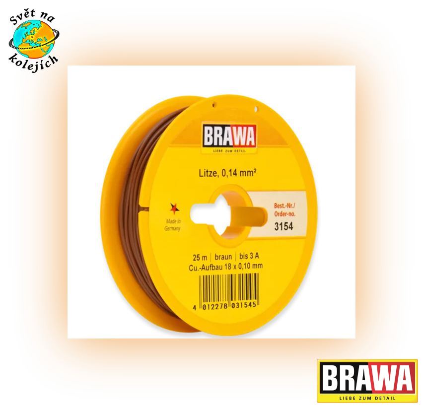 BRAWA 3154 - KABEL HNĚDÝ 0,14 mm², 25 m