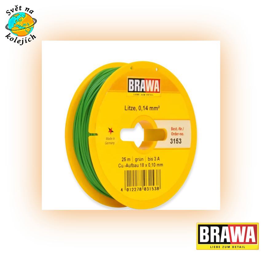 BRAWA 3153 - KABEL ZELENÝ 0,14 mm², 25 m