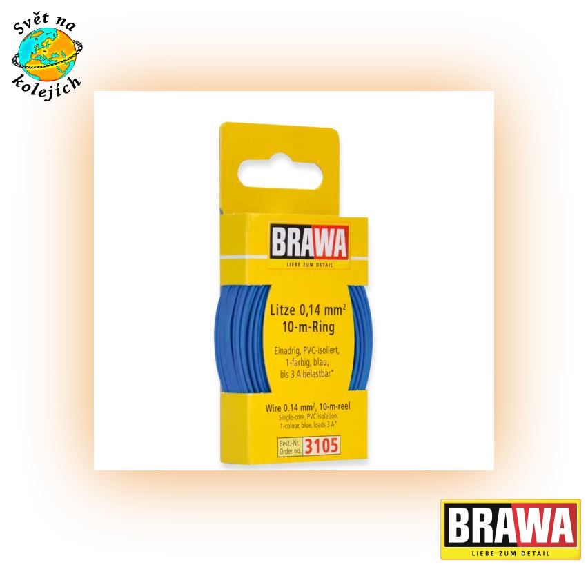 BRAWA 3105 - KABEL MODRÝ 0,14 mm², 10 m