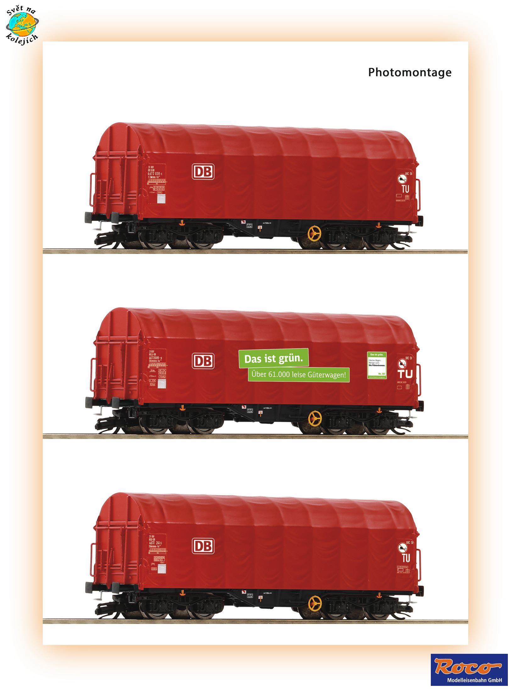 ROCO 6680012 TT - SET TŘÍ NÁKLADNÍCH VOZŮ Shimmns, DB AG