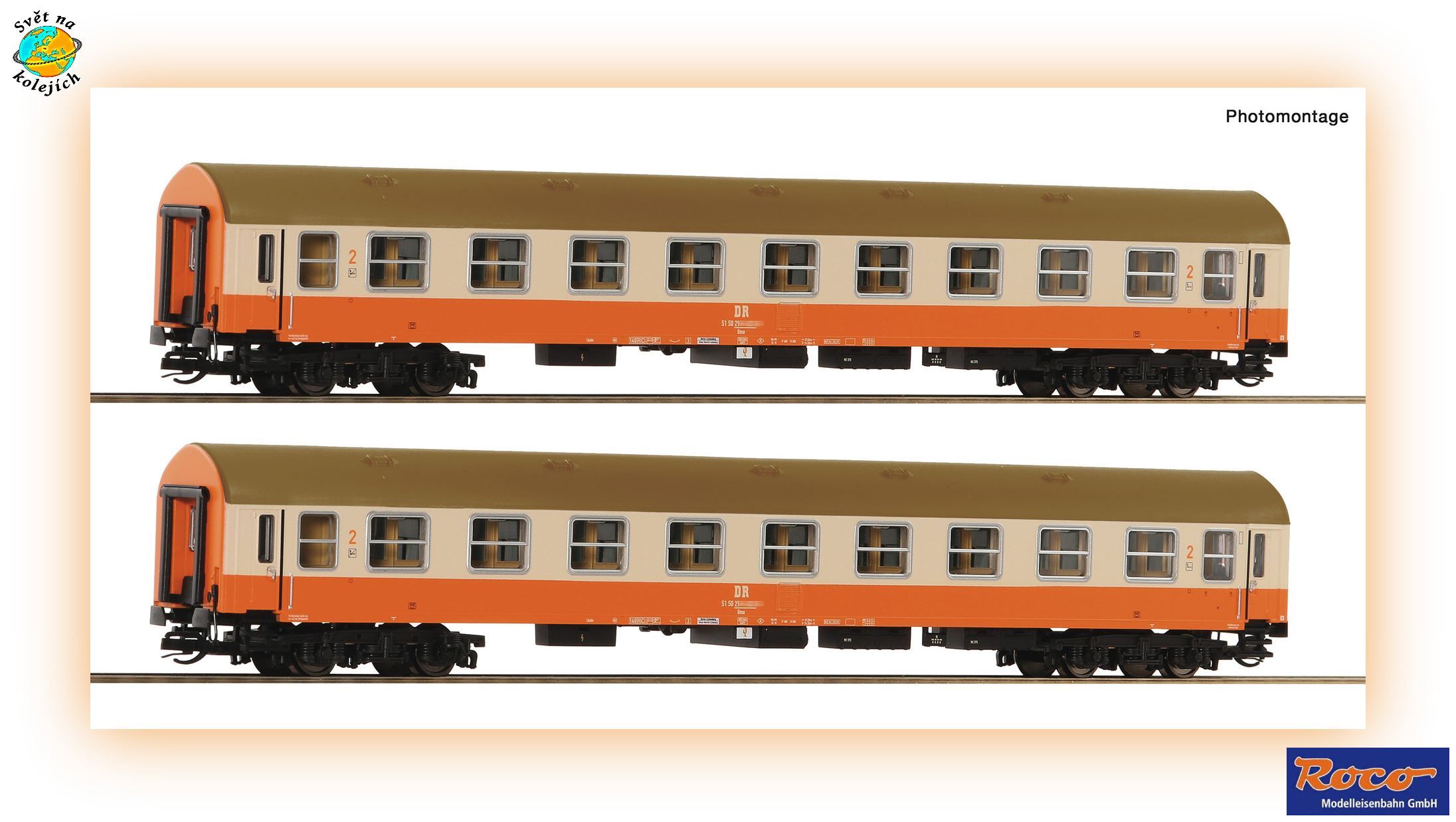 ROCO 6280017 TT - SET OSOBNÍCH  VOZŮ 2.třídy typ Bme Y/B 70, DR