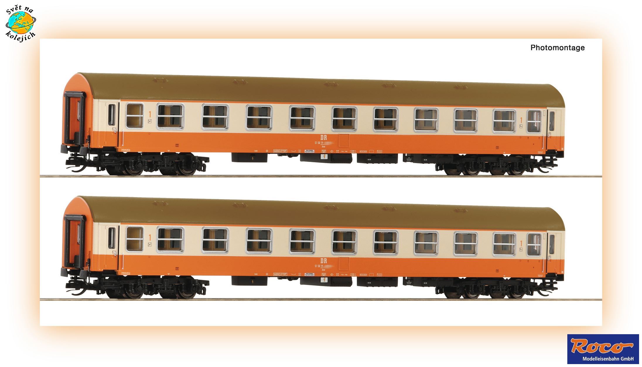 ROCO 6280016 TT - SET OSOBNÍCH  VOZŮ 1.třídy typ Ame Y/B 70, DR