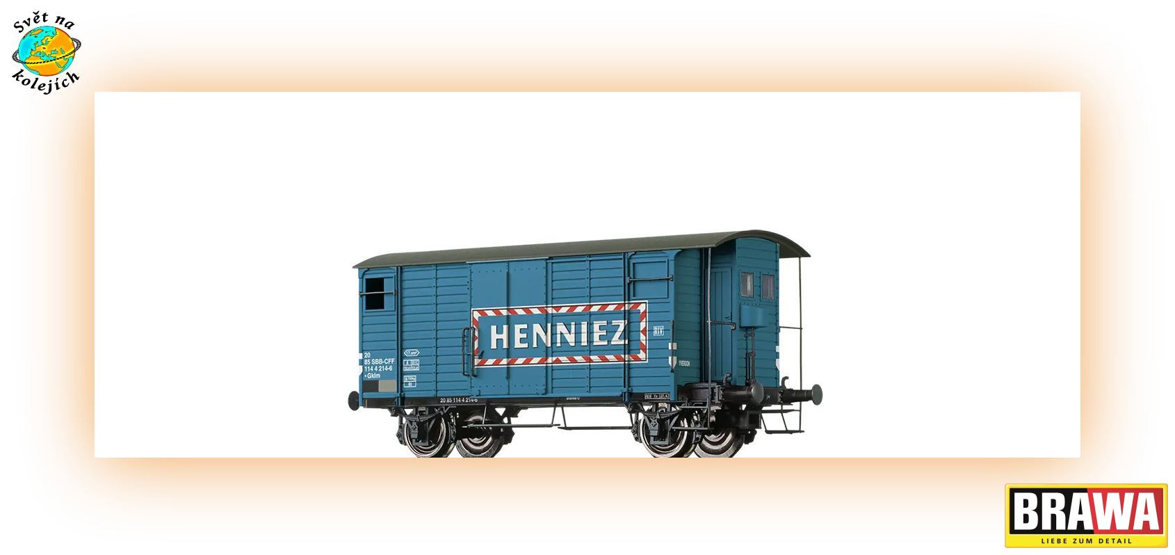 BRAWA 47882 H0 - NÁKLADNÍ VŮZ Gklm "Henniez", SBB