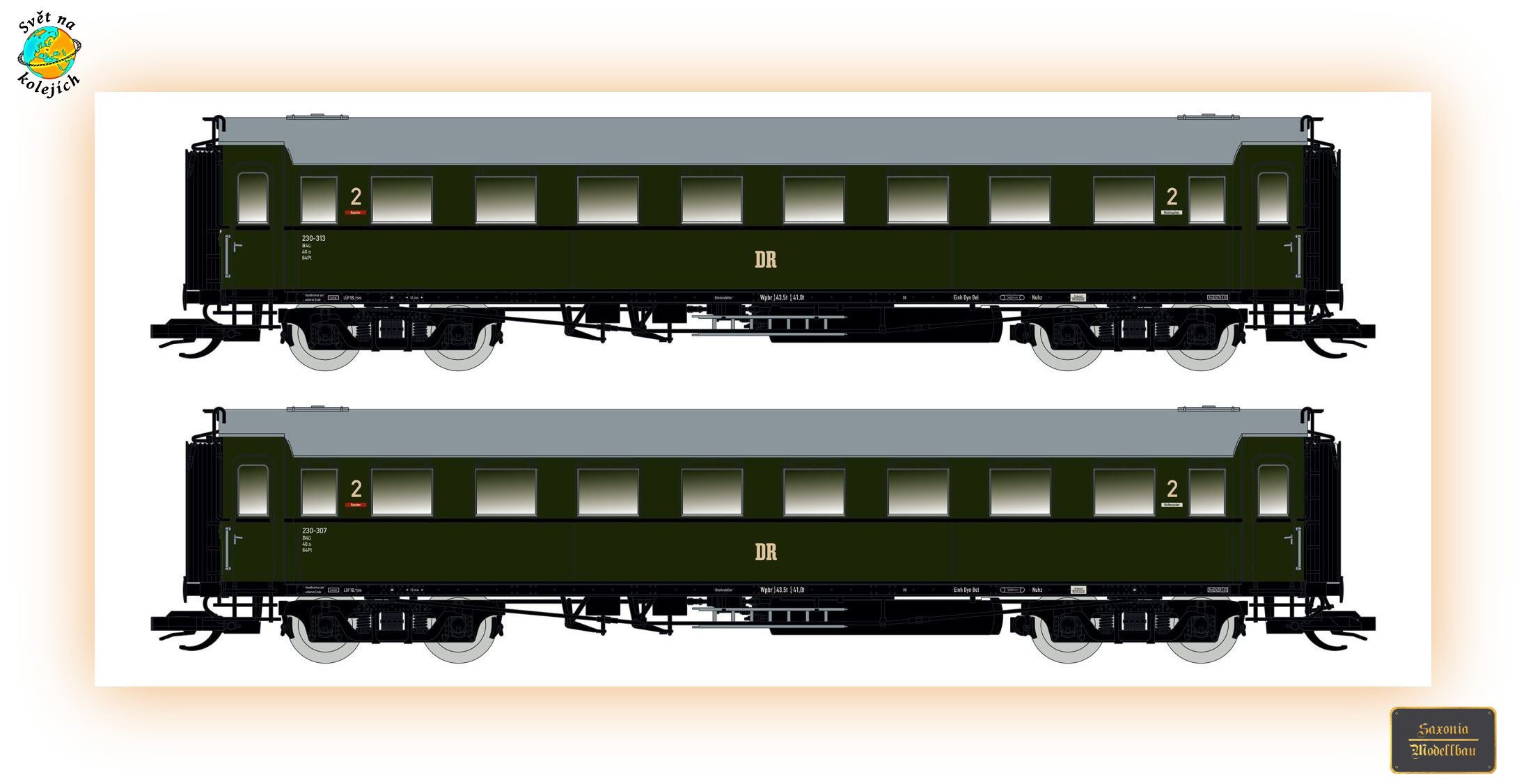 SAXONIA 120183 TT - SET OSOBNÍCH VOZŮ C4Ü Sa 07 S OSVĚTLENÍM, DR